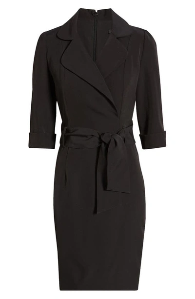 Shop Black Halo Lucinda Faux Wrap Coat Dress In Black