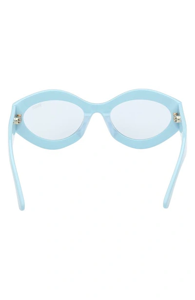 Shop Emilio Pucci 54mm Geometric Sunglasses In Shiny Light Blue / Blue