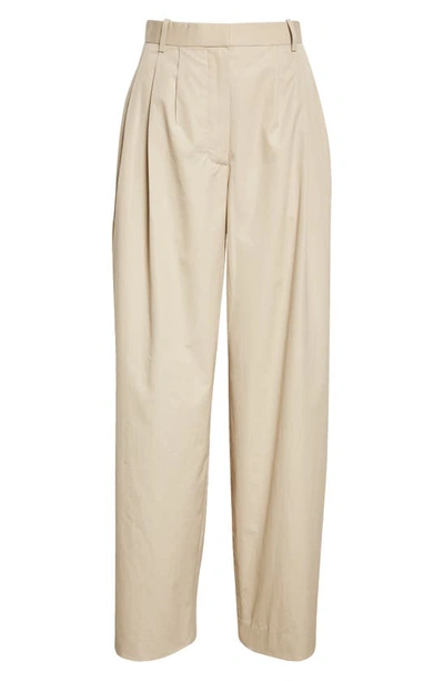 Shop The Row Bufus Pleated Cotton Pants In Stone
