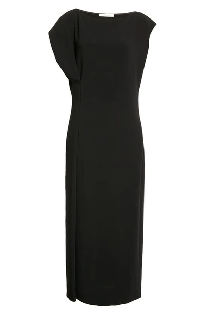 Shop The Row Blathine Asymmetric Sleeve Dress In Black