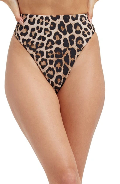 Shop Good American Good Waist Reversible Bikini Bottoms In Leopardreverse001