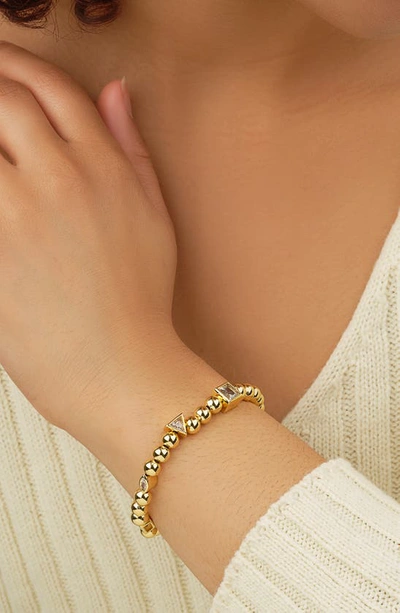 Sterling Forever Amaris Charm Beaded Stretch Bracelet In Gold