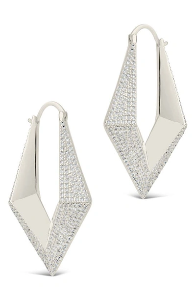 Shop Sterling Forever Charlize Pavé Hoop Earrings In Silver