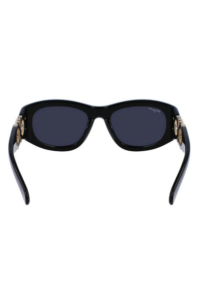 Shop Ferragamo 53mm Oval Sunglasses In Black