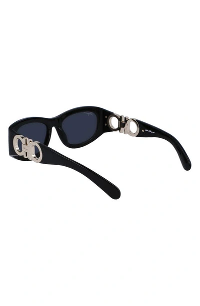 Shop Ferragamo 53mm Oval Sunglasses In Black