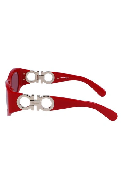 Shop Ferragamo 53mm Oval Sunglasses In Red
