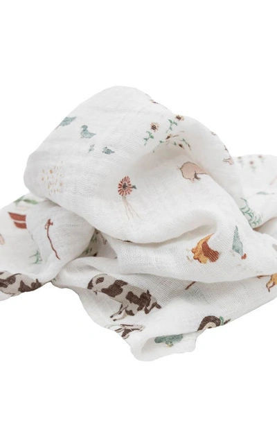 Shop Little Unicorn 4-pack Cotton Muslin Blankets In Farmyard