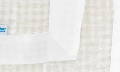 Little Unicorn 3-pack Print Cotton Muslin Blankets In Tan Gingham