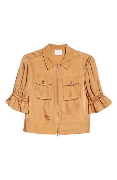 Shop Cinq À Sept Holly Ruffle Sleeve Jacket In Pecan