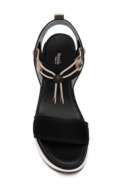 Shop Nerogiardini Bungee Platform Wedge Sandal In Black