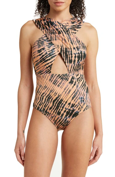Shop Ulla Johnson Keiran Crisscross One-piece Swimsuit In Fig
