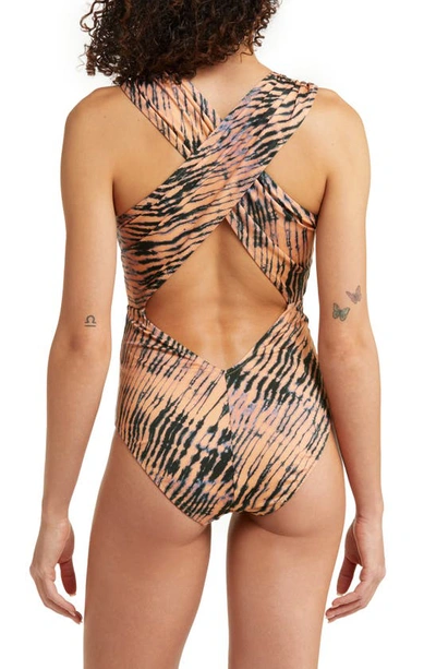 Shop Ulla Johnson Keiran Crisscross One-piece Swimsuit In Fig