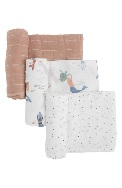Little Unicorn 3-pack Muslin Swaddle Blanket In Mermaids