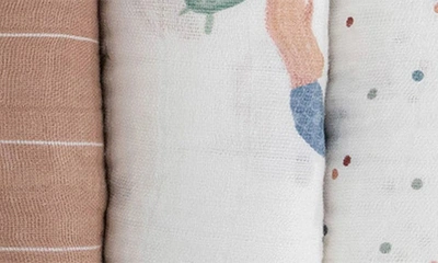 Little Unicorn 3-pack Muslin Swaddle Blanket In Mermaids