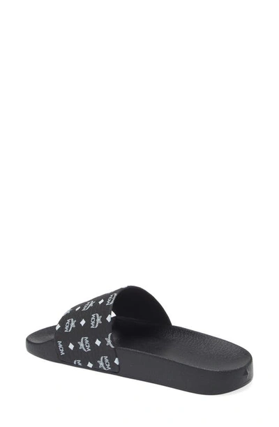 Shop Mcm Monogram Slide Sandal In Black