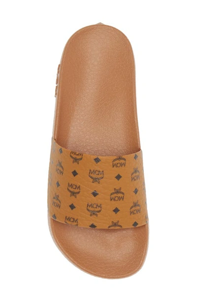 Shop Mcm Monogram Slide Sandal In Cognac