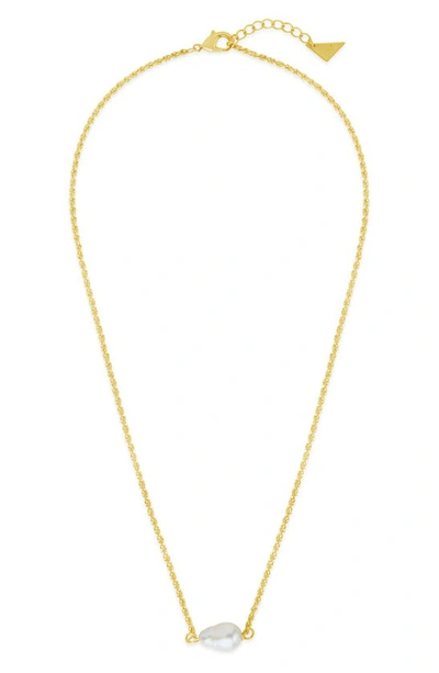 Shop Sterling Forever Elyse Freshwater Pearl Pendant Necklace In Gold