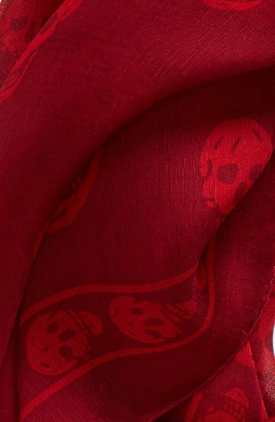 Shop Alexander Mcqueen Skull Silk Scarf In Bordeaux/ Red