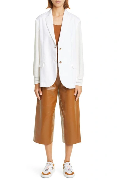 Fabiana Filippi Leather Wide Leg Pants In Toffee