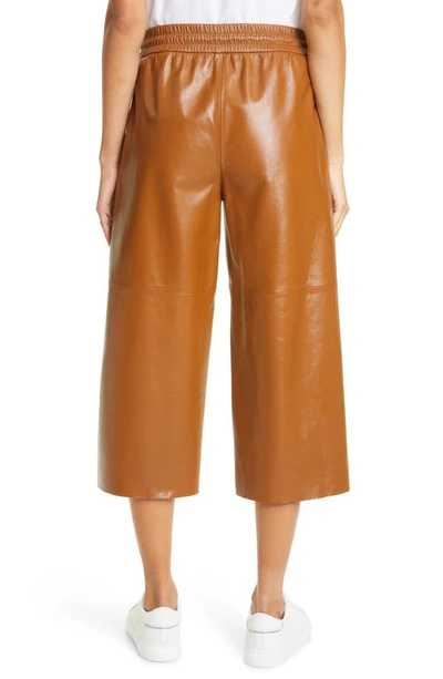 Fabiana Filippi Leather Wide Leg Pants In Toffee