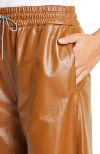Fabiana Filippi Leather Wide Leg Pants In Toffee