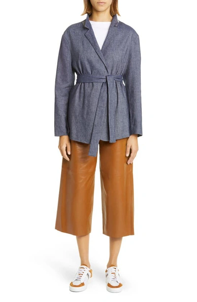Fabiana Filippi Leather Wide Leg Pants In Toffee