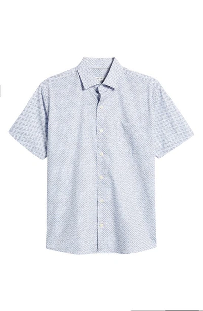 Shop Peter Millar Bitters Blvd Print Stretch Cotton Short Sleeve Button-up Shirt In Moonflower