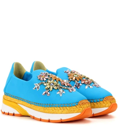 Shop Dolce & Gabbana Embellished Espadrille Sneakers In Llue