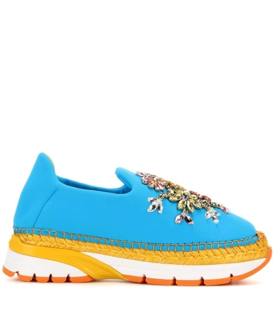 Shop Dolce & Gabbana Embellished Espadrille Sneakers In Llue