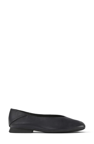 Camper Camelia Apple Skin Ballerina Flats In Black Smooth