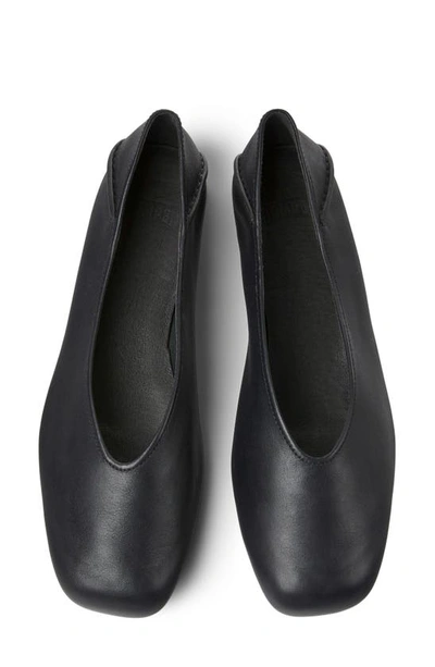 Camper Camelia Apple Skin Ballerina Flats In Black Smooth