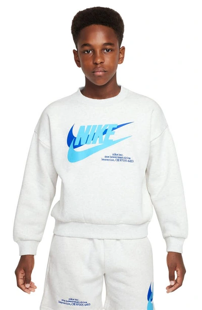 Shop Nike Kids' Sportswear Fleece Graphic Sweatshirt In Birch Heather