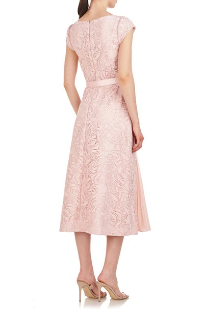Shop Kay Unger Angela Lace A-line Midi Dress In Soft Blush
