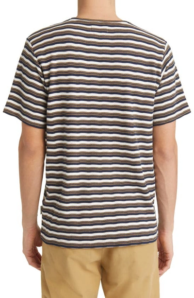 Shop Oliver Spencer Olis Braemar Stripe Pocket T-shirt In Brown Multi