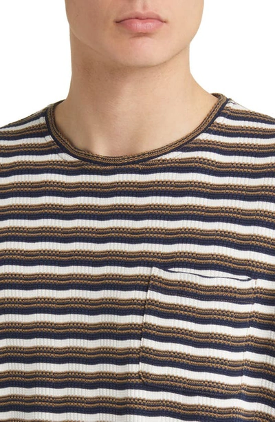 Shop Oliver Spencer Olis Braemar Stripe Pocket T-shirt In Brown Multi