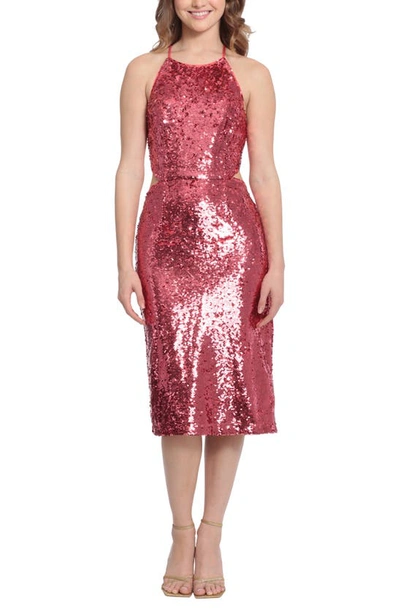 Shop Donna Morgan For Maggy Sequin Cutout Cocktail Dress In Dubarry