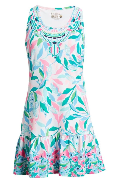 Shop Lilly Pulitzer Upf 50+ Mixed Doubles Floral Tennis Dress In Resort White Holding Court