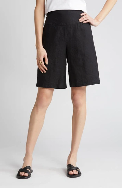Shop Masai Copenhagen Pinja Smocked Back Linen Shorts In Black