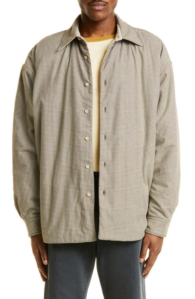 Shop Acne Studios Microcheck Cotton Jacket In Brown/ Green