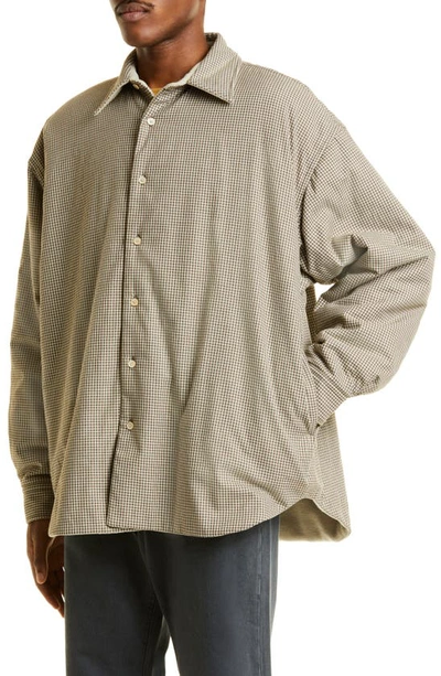 Shop Acne Studios Microcheck Cotton Jacket In Brown/ Green