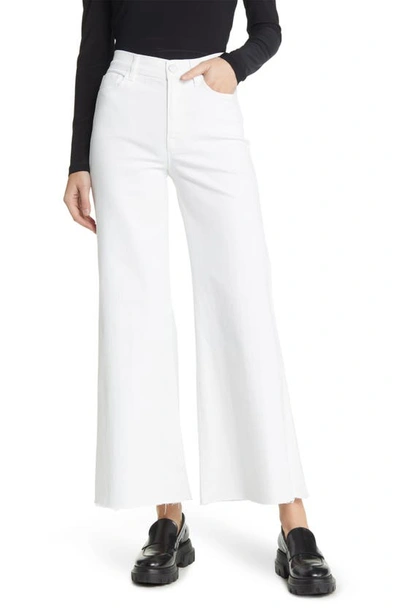 Shop Frame Le Palazzo Raw Hem Wide Leg Jeans In Blanc