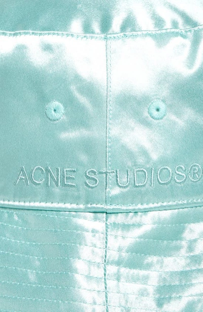 Shop Acne Studios Logo Embroidered Reversible Satin Bucket Hat In Aquamarine