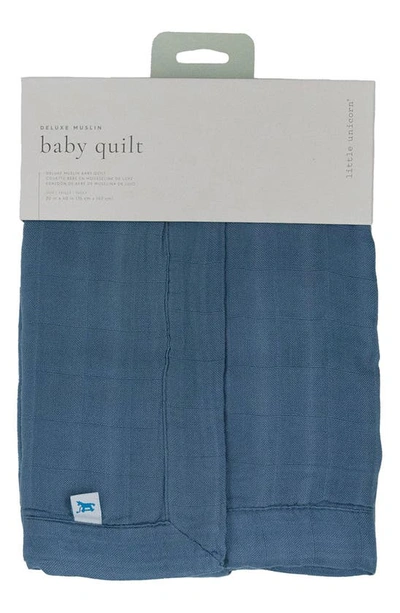 Shop Little Unicorn Deluxe Muslin Baby Receiving Quilt In Blue Dusk