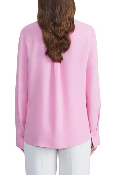 Lafayette 148 Scottie Silk Blouse In Pink Madder