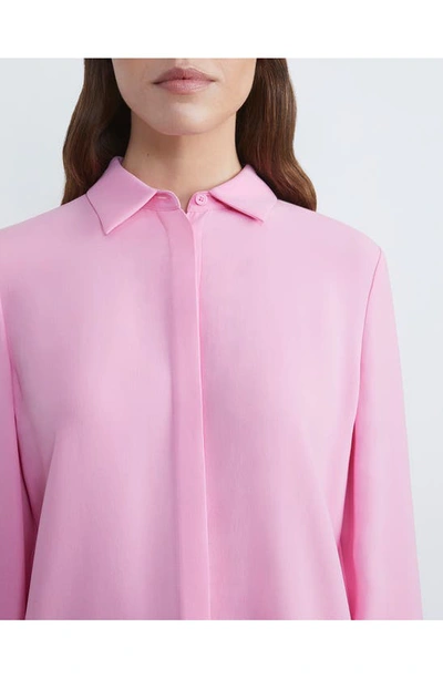 Lafayette 148 Scottie Silk Blouse In Pink Madder