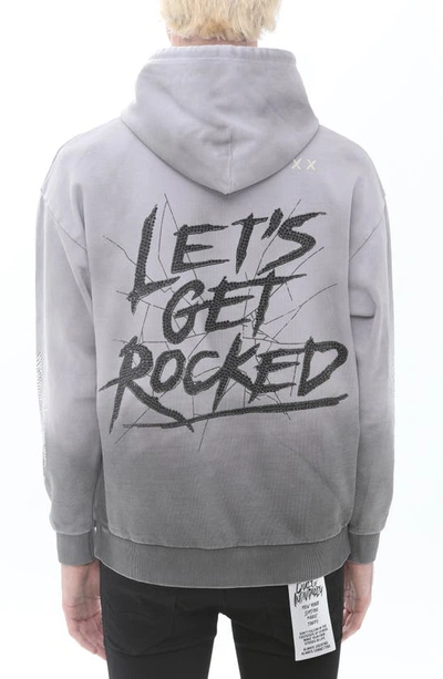 Shop Cult Of Individuality Def Leppard Embellished Cotton Graphic Hoodie In Def Leppard Grey