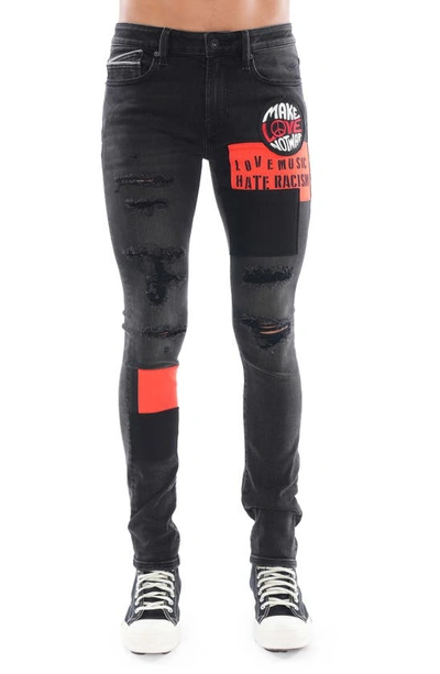 Shop Cult Of Individuality Punk Patchwork Super Skinny Jeans In Black