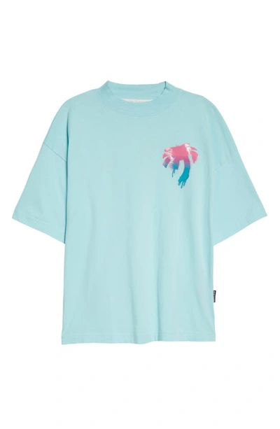 Shop Palm Angels I Love Pa Cotton Graphic Tee In Light Blue Multicolor