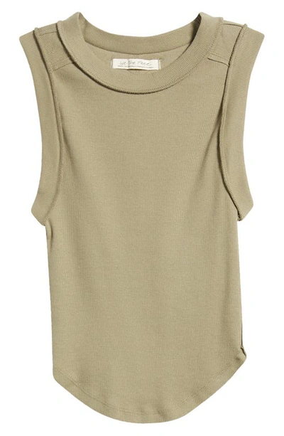 Shop Free People Kate Rib Stretch Cotton Tank In Willow