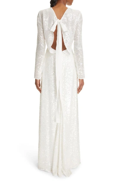 Shop Erdem Yoanna Sequin Tie Back Gown In Ivory